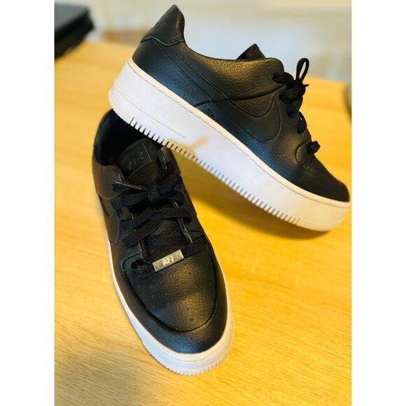 Nike Air Force 1 Sage Low Black Women’s 9 | Platform AF1 Sneakers EUC Streetwear - Picture 9 of 11